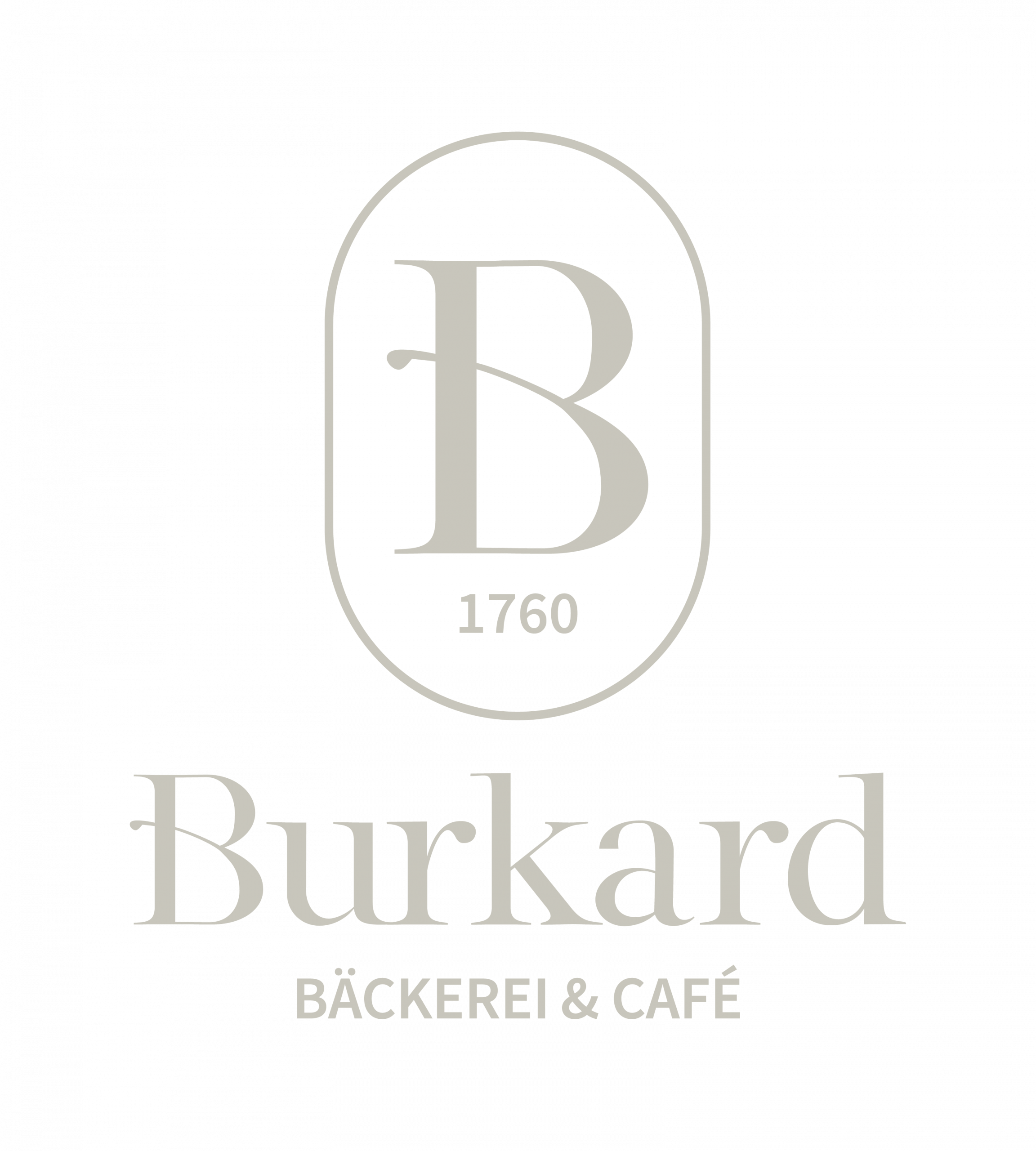 Das Bäckerei Burkard Logo in Beige auf transparenten Hintergrund.